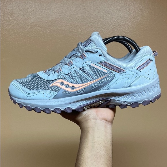 Saucony Excursion TR13 Versafoam Trail Running Sneakers “Gray Peach Plum Fog” - Picture 3 of 16